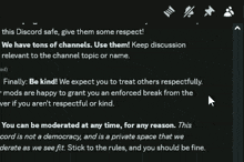 a screenshot of a discord message asking people to be kind