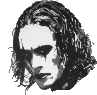 a black and white drawing of a person 's face with long hair