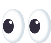 a pair of white cartoon eyes with black pupil