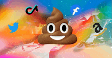 a picture of a poop with social media logos around it