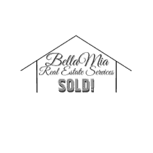 a logo for a real estate company called bella mia real estate services