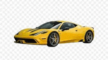 a yellow ferrari 458 italia on a transparent background .