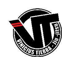 a logo for vincius tierra jiu jitsu with a red belt