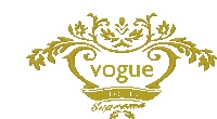 a logo for the vogue hotel supreme with a white background