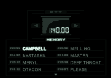 a ptt screen shows the memory of campbell and otacon