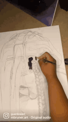 a person is drawing on a canvas with guerlineart mbrunner.art original audio written on the bottom