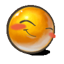 a yellow smiley face is blowing a kiss with a red lipstick on its cheek .