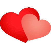 two red hearts on a white background one of which is larger than the other