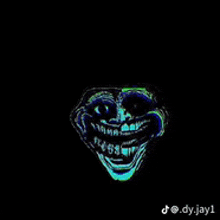 a troll face is glowing in the dark .