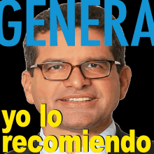 a man with glasses is on a poster that says genera yo lo reccomiendo