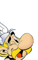 a close up of a cartoon character 's face with a tongue sticking out and a helmet on .