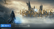 a poster for hogwarts legacy shows a wizard holding a wand in front of a castle