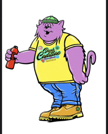 a cartoon cat wearing a yellow shirt that says dank cadillac