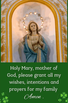 holy mary mother of god please grant all my wishes intentions and prayers for my family amen poster