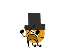 a cartoon character wearing a top hat with an x crossed out of it