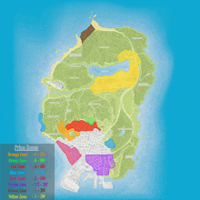 a map of a city shows the price zones