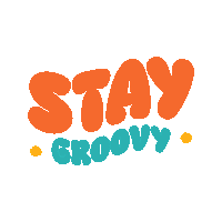 a logo that says " stay groovy " in orange and blue