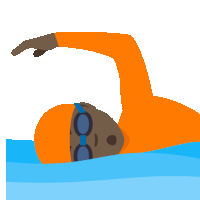 a man in an orange swim cap and goggles is swimming in the ocean