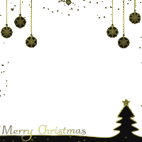 a merry christmas greeting card with a christmas tree