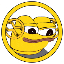 a cartoon frog with a yellow circle around it