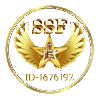 a logo for ssf shows a gold star with wings and a microphone