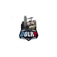 a sticker that says dolrp on it with a picture of a city