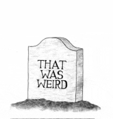 a gravestone with the words `` that was weird '' on it .