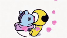 a couple of cartoon characters , mang and chimmy , are standing next to each other .