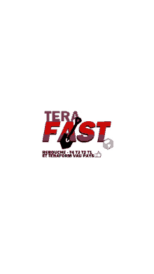 a white background with a red and purple logo for tera fast