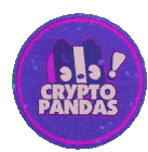 a purple coin that says " crypto pandas " on it