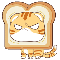 a cartoon cat is sitting in a piece of toast