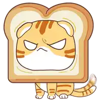 a cartoon cat is sitting in a piece of toast