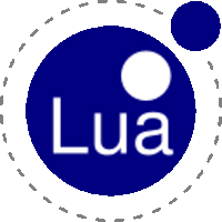 a blue circle with the word lua in white