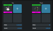 a screen shows a spider and a permanent bomb for $ 1,500,000