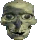 a pixel art of a skeleton 's head with glasses on .