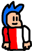 a cartoon character with a blue hat and a red and white shirt is holding a piece of paper .