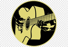 a person is playing an acoustic guitar in a gold circle