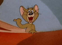 jerry from tom and jerry is smiling and waving at the camera