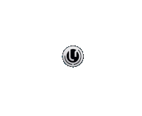 a black and white circle with a letter l on it on a white background .