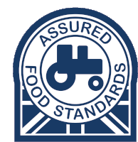 a logo for assured food standards with a tractor in the center