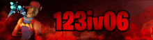 a red background with a cartoon character and the number 123i06