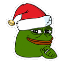 a green frog wearing a santa hat is a sticker .