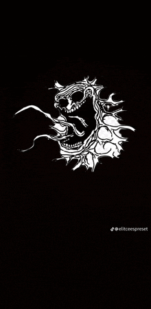 a black and white drawing of a monster with its mouth open