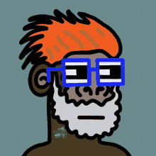 a cartoon drawing of a man with a beard wearing sunglasses