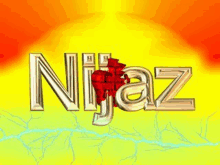 the name niaz is on a yellow background with lightning