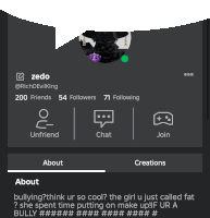 a screen shot of a person 's profile with a speech bubble above it