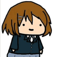 a cartoon drawing of a girl with brown hair wearing a black jacket and tie