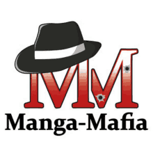 a logo for manga-mafia with a hat and the letter m