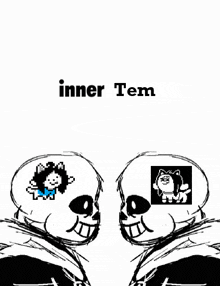 a drawing of two skeletons with the words inner tem on the bottom