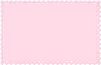 a pink background with a border of hearts and circles